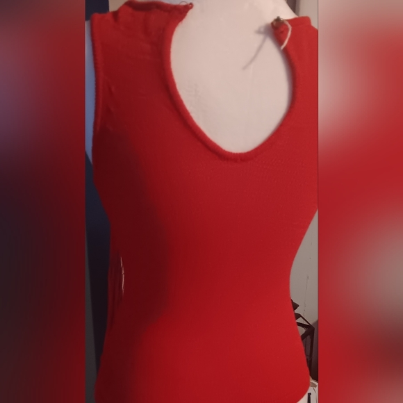 Bebe Red Fringe Top - Picture 2 of 6